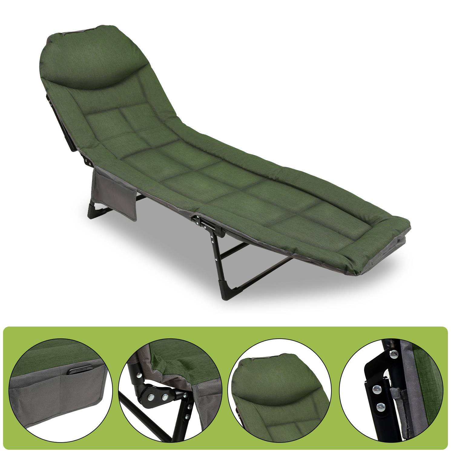 Karpfenliege Bedchair Angelliege Feldbett Campingliege Klappbar mit Aufbewahrungstasche XXL 195 x 65 x 32 cm