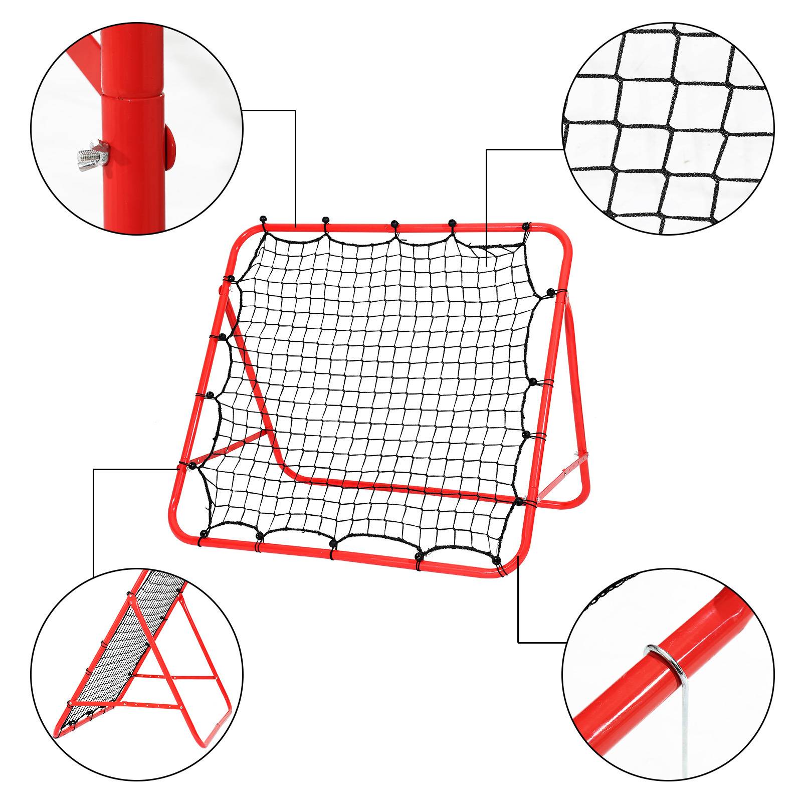 Fußball Rebounder 103 x 100 cm Rückprallwand Kickback Tor Prallwand Netz Einstellbar Fußballtraining