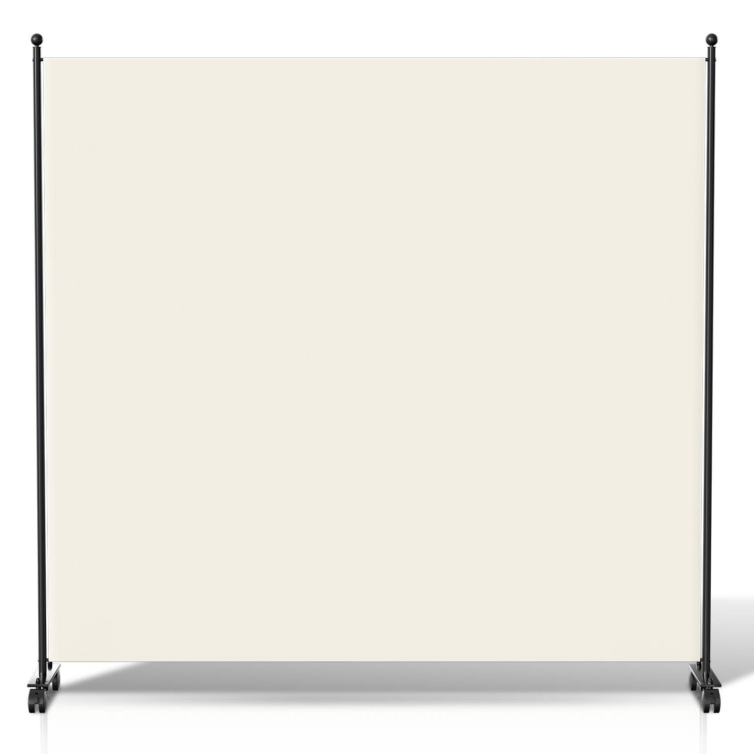 Paravent auf Rollen 1 teilig Beige 187x181cm Outdoor Raumteiler Garten Spanische Wand Trennwand Raumtrenner