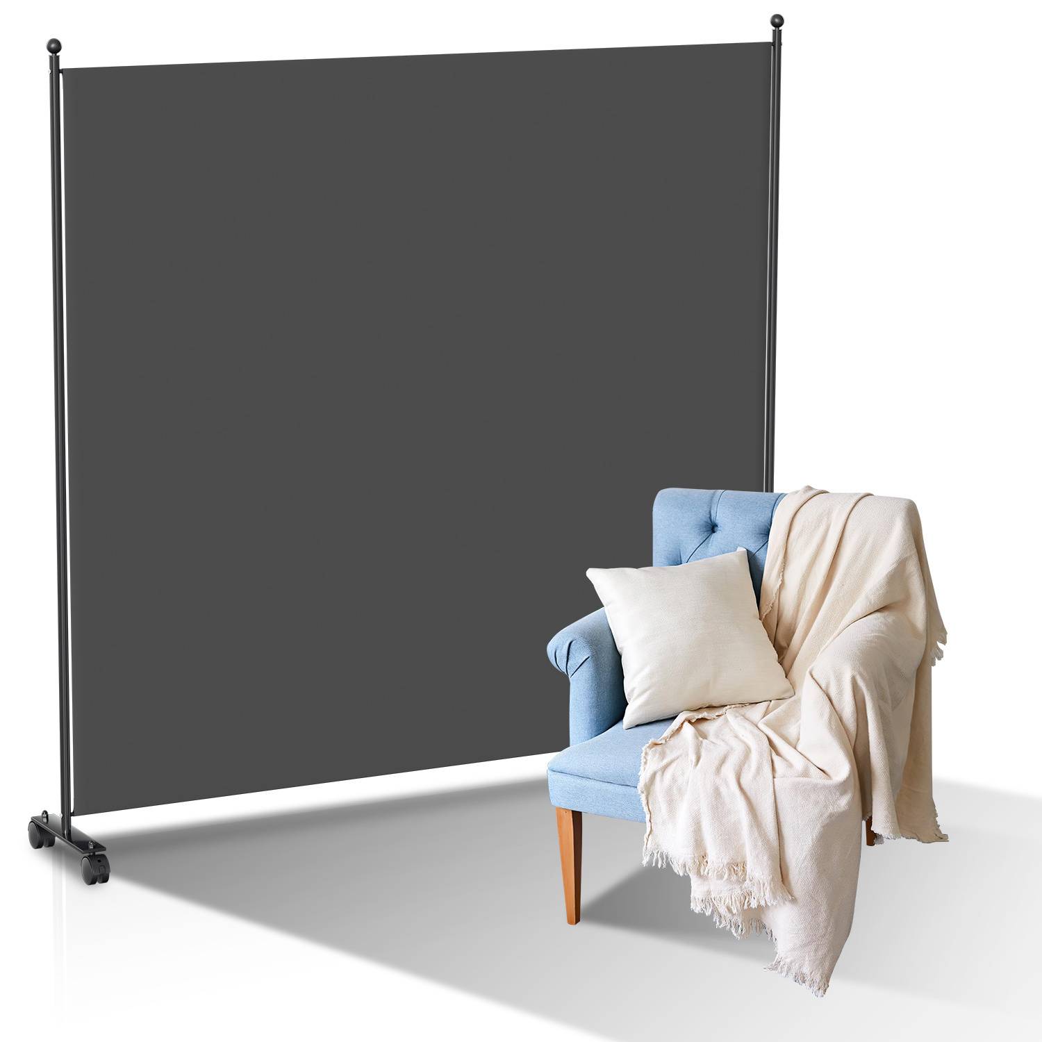 Paravent mit Rollen 1 teilig Anthrazit 187x181 cm Faltbarer Raumteiler Outdoor Trennwand Garten Sichtschutz Raumtrenner