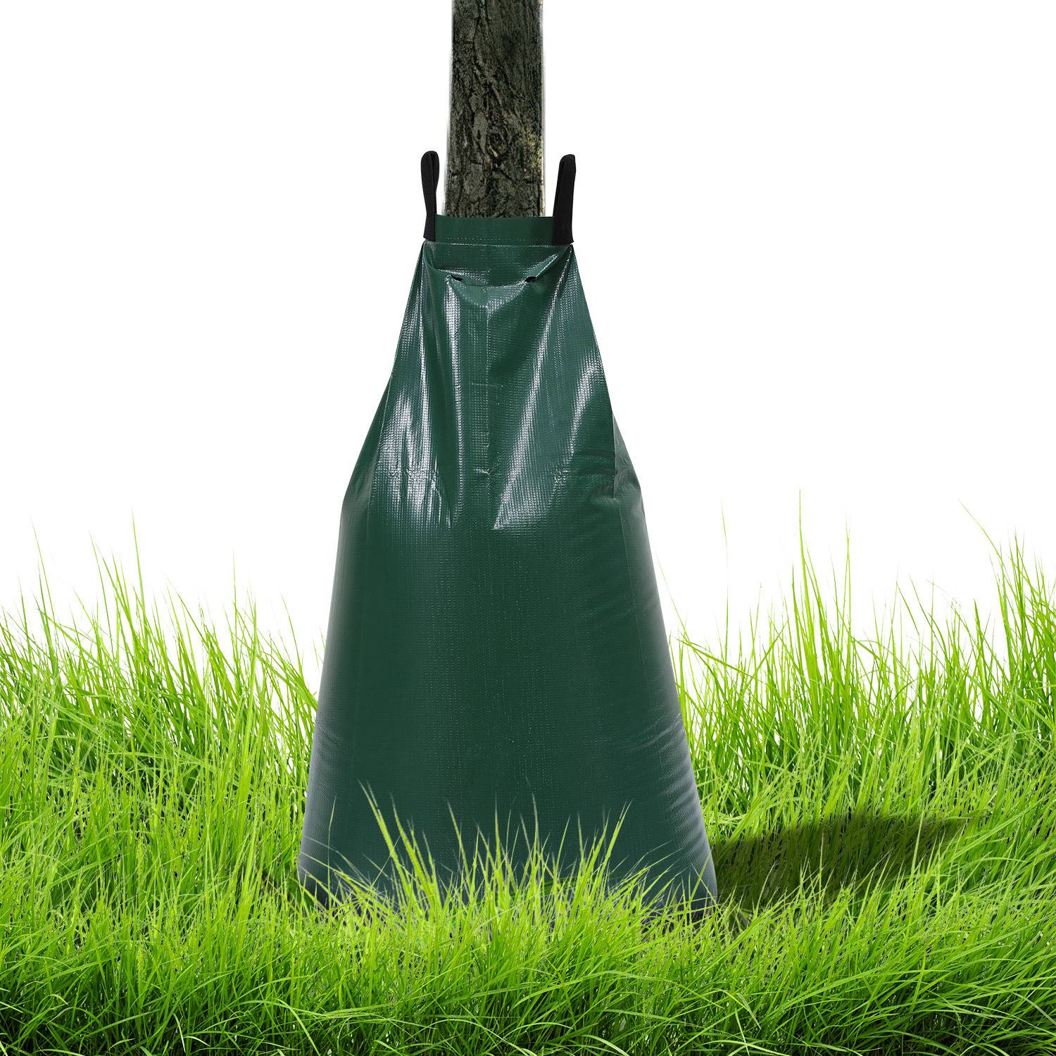 treebag 15 Stück PVC Bewässerungssack 75 Liter Bewässerungsbeutel Wassersack Grün für Bäume