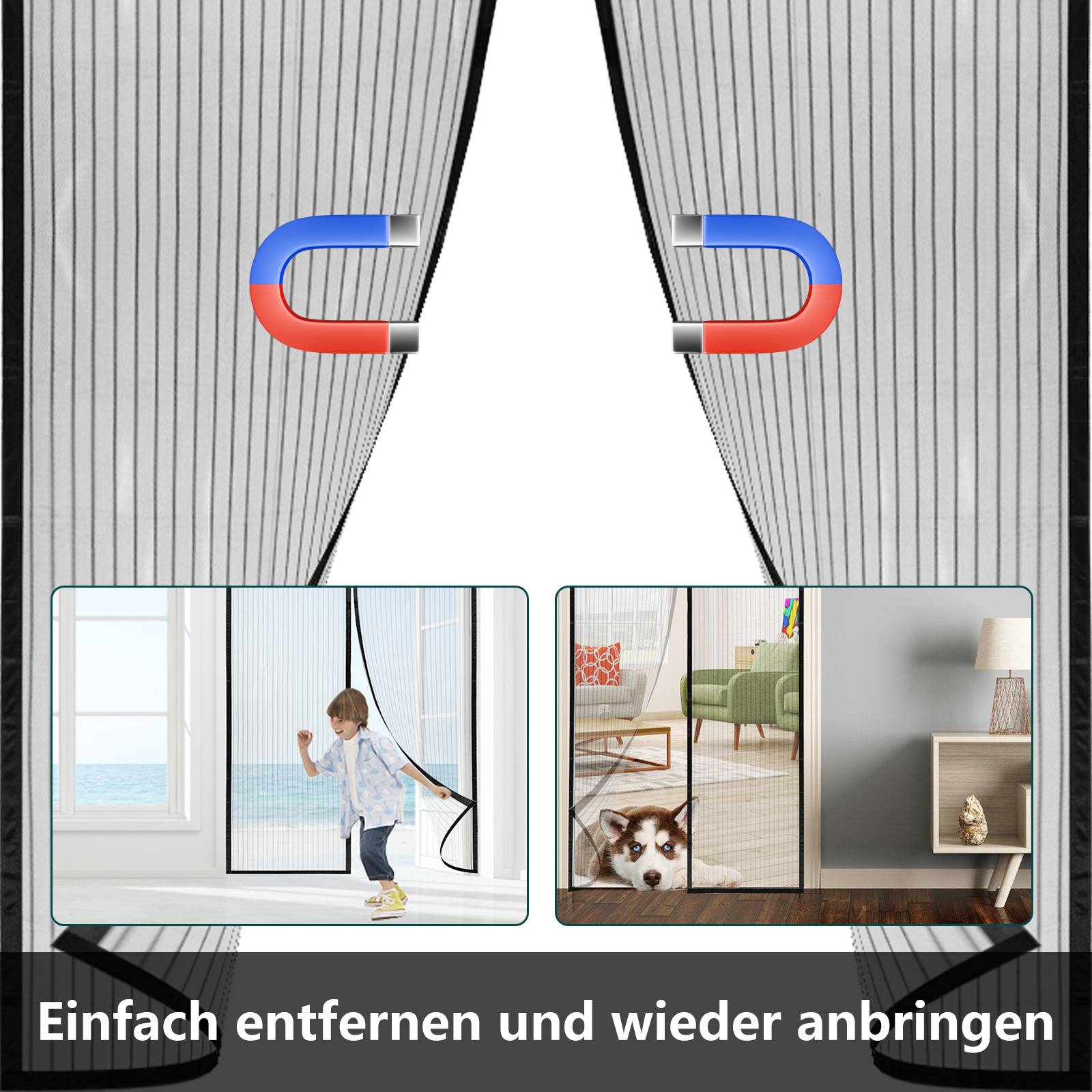 Magnet Fliegengitter Tür 90 x 210 cm Insektenschutz Balkontür Fliegenvorhang Mückenschutz Magnetvorhang Ohne Bohren