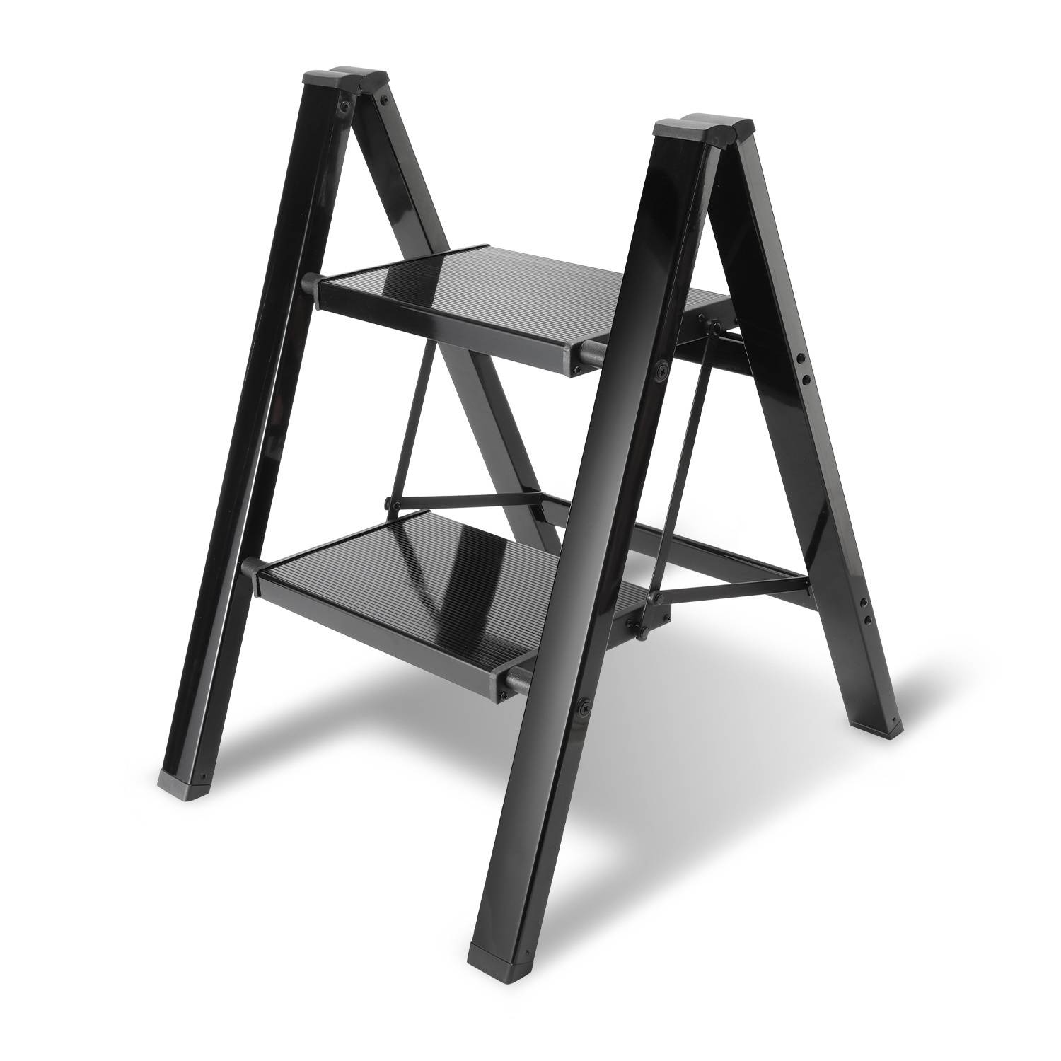 Stehleiter Klappleiter 2 Stufen Schwarz Trittleiter Klapptritt Alu