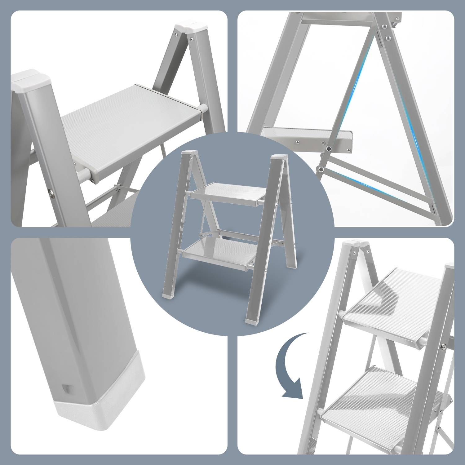 Klappleiter 4 Stufen Silber Stehleiter Trittleiter Klapptritt Alu