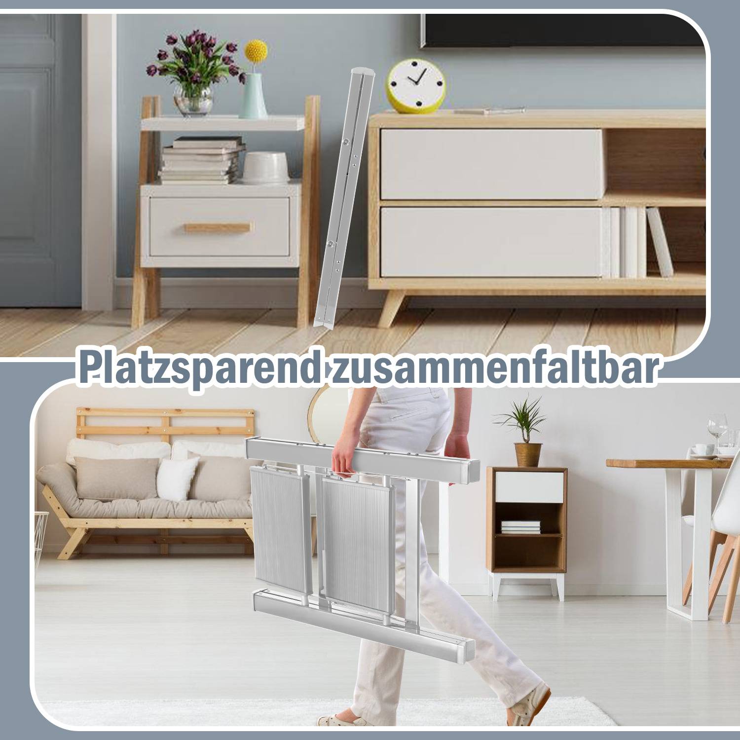 Stehleiter Klappleiter 4 Stufen Silber Trittleiter Klapptritt Alu