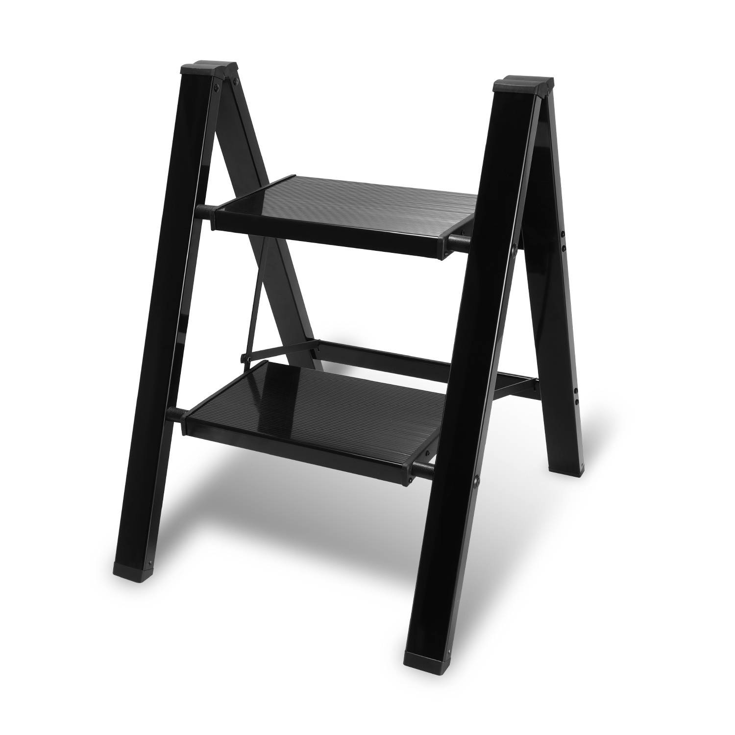 Klappleiter 2 Stufen Schwarz Stehleiter Trittleiter Klapptritt Alu