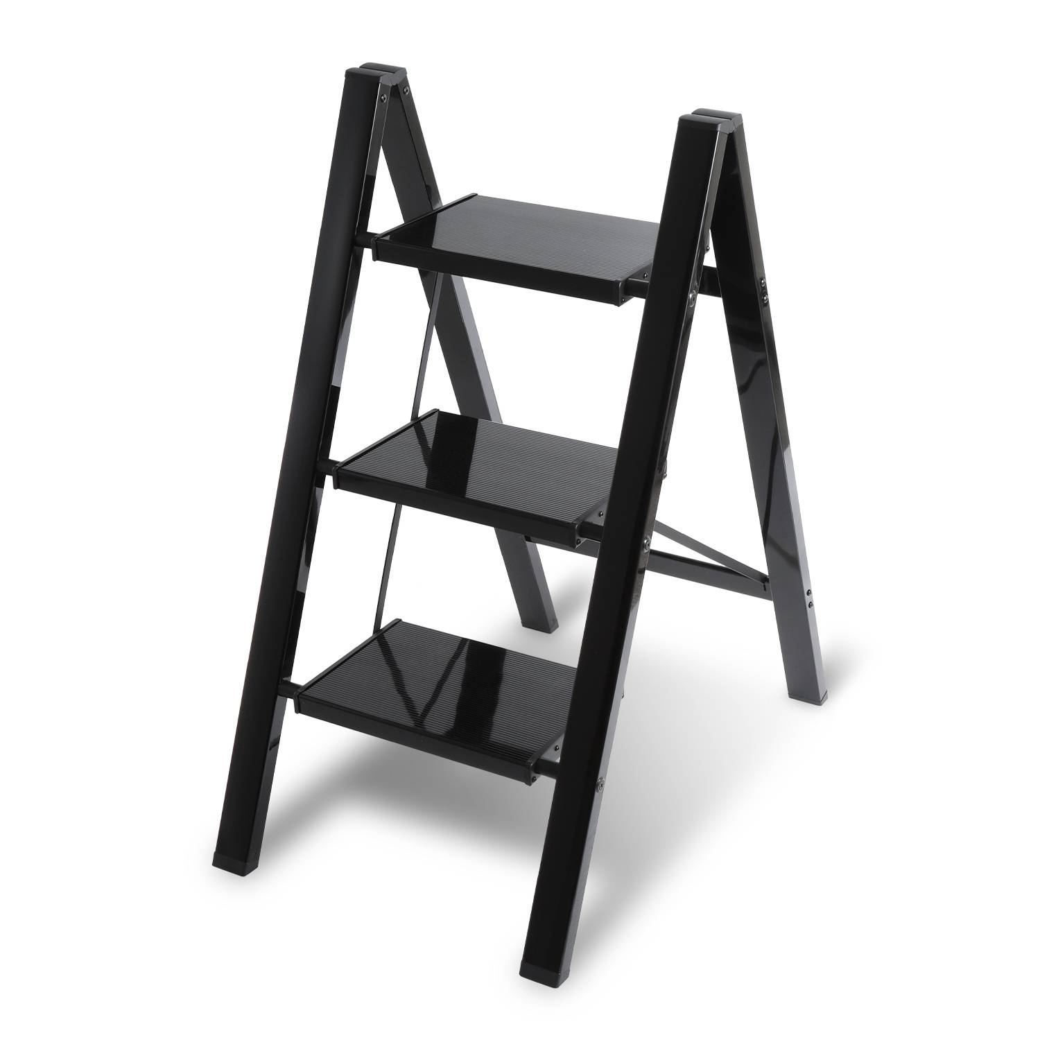 Klappleiter 3 Stufen Schwarz Stehleiter Trittleiter Klapptritt Alu
