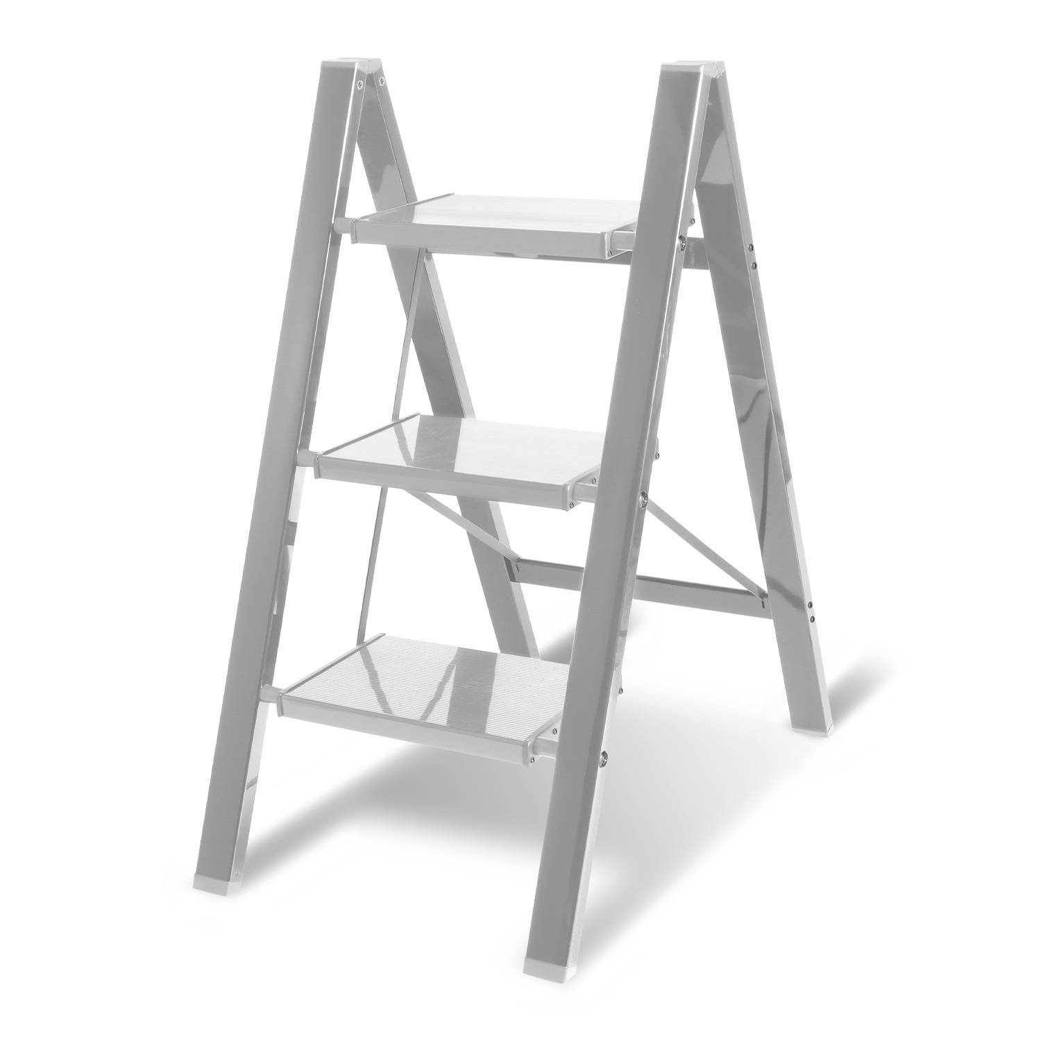 Klappleiter 3 Stufen Silber Stehleiter Trittleiter Klapptritt Alu