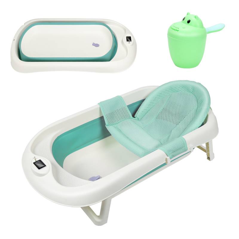 Baby Badewanne Babywanne Set Reisebadewanne Faltbar mit Thermometer für Babys von 0-36 Monaten