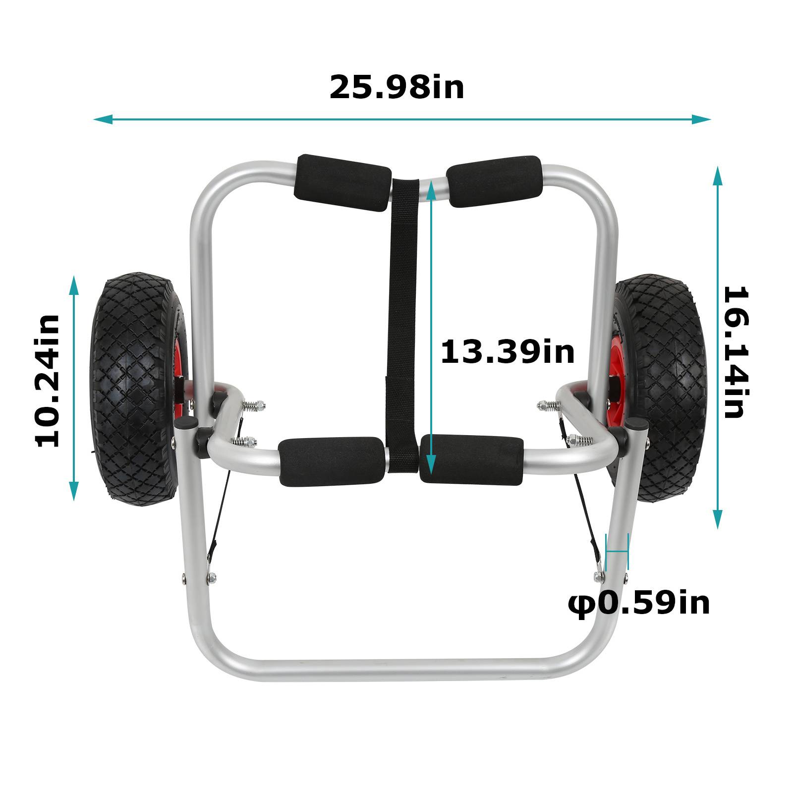 Kajakwagen Alu Bootswagen faltbare transportwagen PolyurethanReifen Silber 80 kg 66x 26 x 41 cm