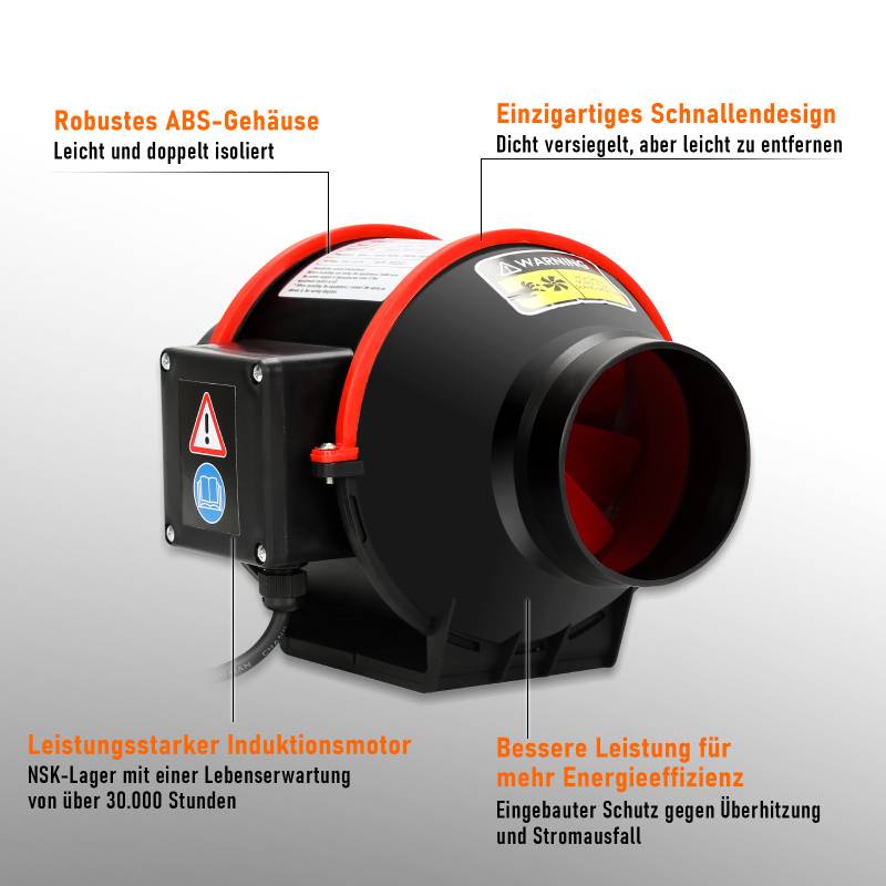 Rohrventilator 150mm Bad-Lüfter mit Fernbedienung Lüfter Leise Wandlüfter Abluftventilator Bad-Ventilator