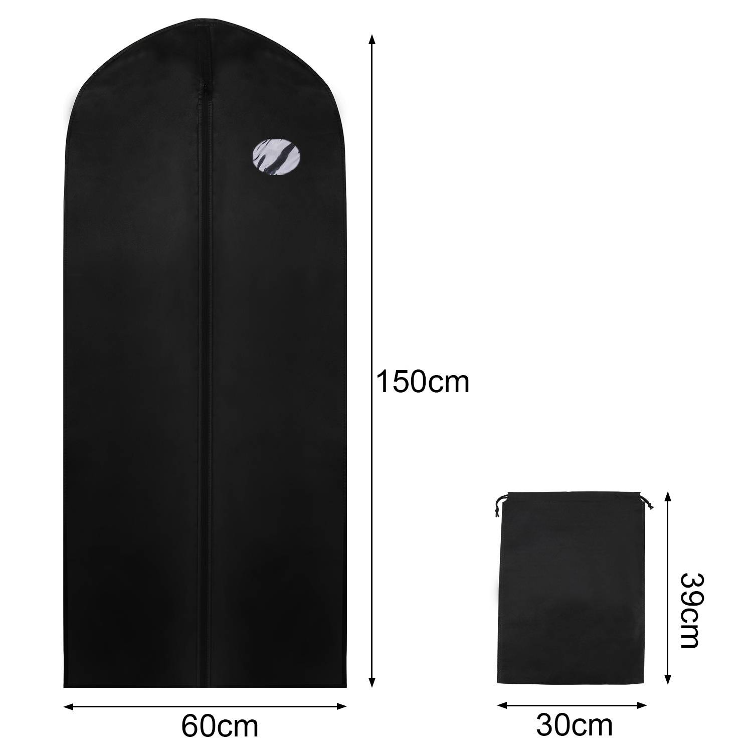 Kleidersack 3er 150x60cm Schutzhülle Kleiderhülle mit einem Griff schwarz Schuhsack