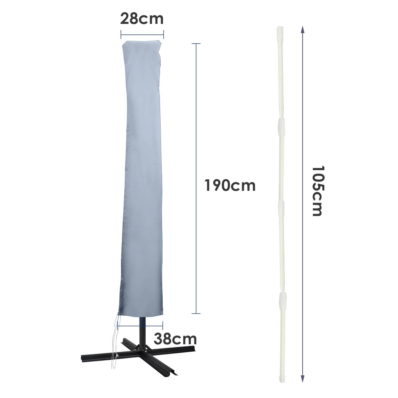 Sonnenschirm Ø270 cm Grau Ampelschirm mit Schutzhülle Abdeckung Kurbelschirm Ständer Wasserabweisende Bespannung Gartenschirm Marktschirm