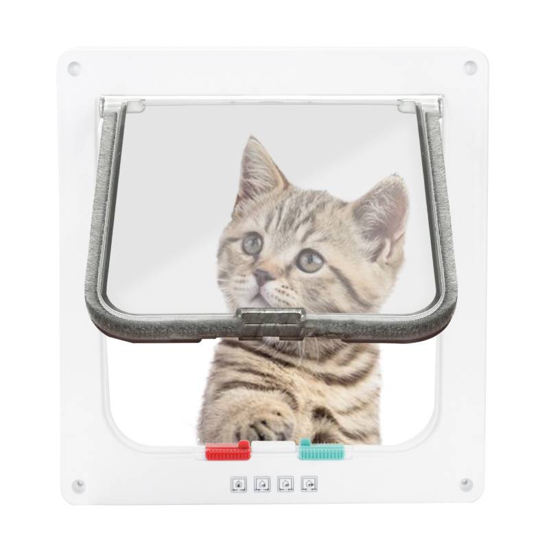 Katzenklappe Eingangskontrolle System Hundeklappe Cat Door 4-Wege ABS 19.2*20cm