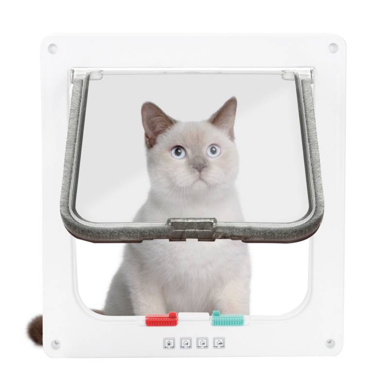 Katzenklappe Eingangskontrolle System Hundeklappe Cat Door 4-Wege ABS 23.5*25cm