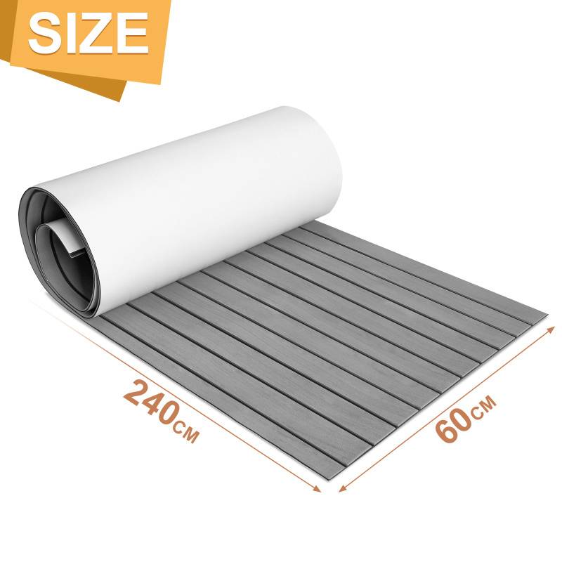 Bodenbelag Matte Teak Decking Marine Boot Bodenbelag Eva-Schaum Anti-Rutsch, für Boote Yacht Marine Bodenbelag ,1pcs 240x60cm Streifen (Hellgrau)