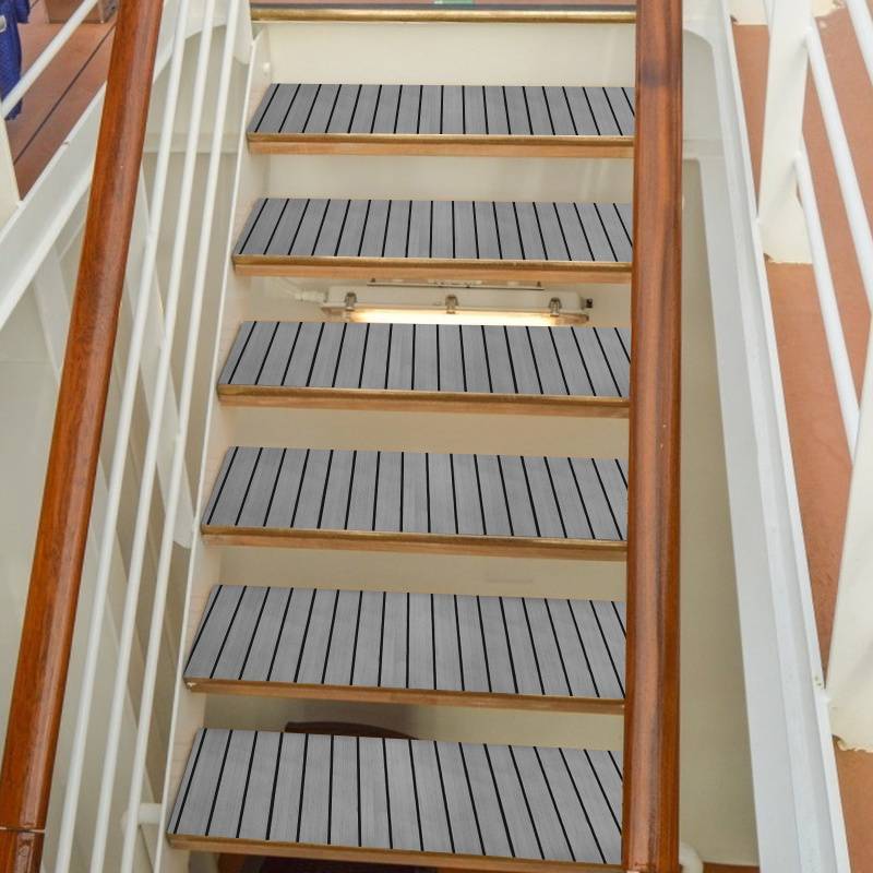 Bodenbelag Matte Teak Decking Marine Boot Bodenbelag Eva-Schaum Anti-Rutsch, für Boote Yacht Marine Bodenbelag ,1pcs 240x60cm Streifen (Hellgrau)
