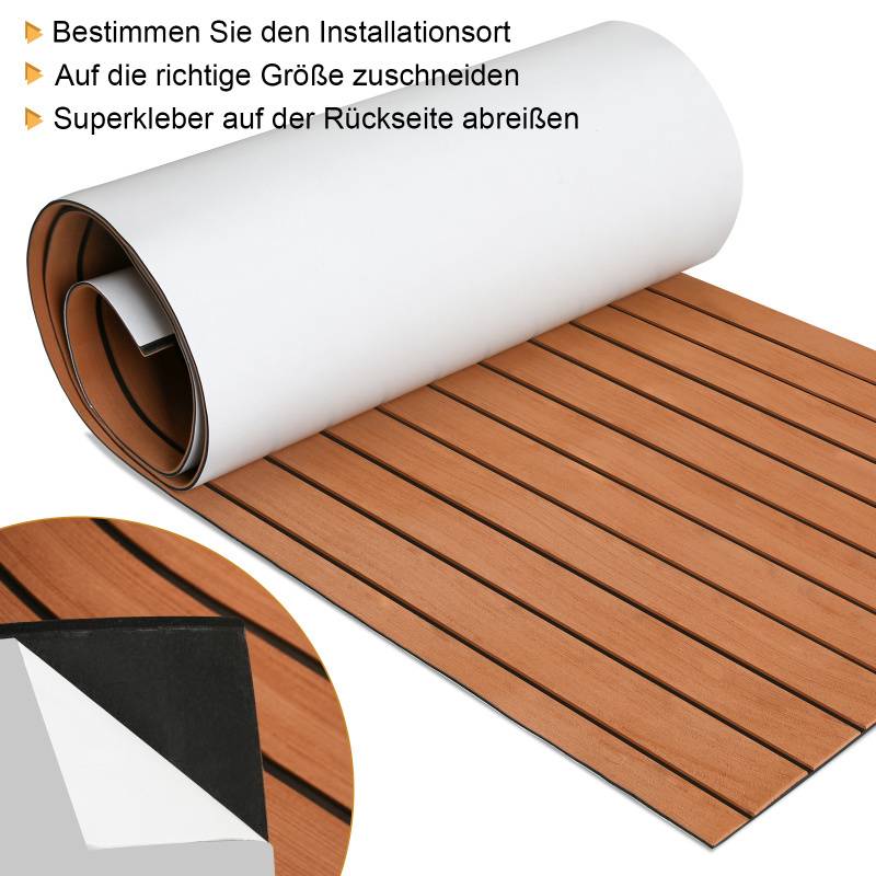Bodenbelag Matte Teak Decking Marine Boot Bodenbelag Eva-Schaum Anti-Rutsch, für Boote Yacht Marine Bodenbelag ,1pcs 240x90cm Streifen (Braun)
