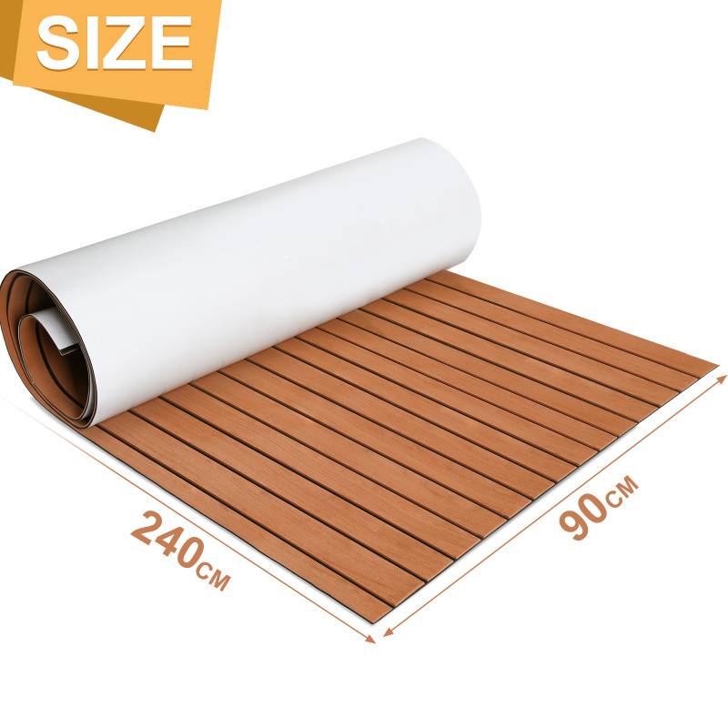 Bodenbelag Matte Teak Decking Marine Boot Bodenbelag Eva-Schaum Anti-Rutsch, für Boote Yacht Marine Bodenbelag ,1pcs 240x90cm Streifen (Braun)