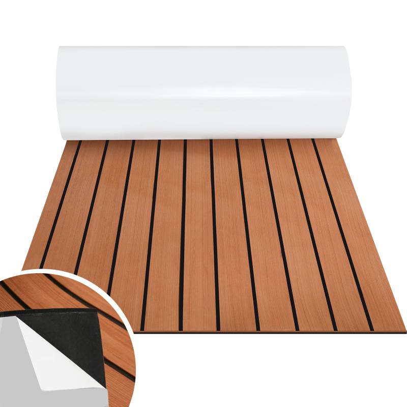 Bodenbelag Matte Teak Decking Marine Boot Bodenbelag Eva-Schaum Anti-Rutsch, für Boote Yacht Marine Bodenbelag ,1pcs 240x90cm Streifen (Braun)