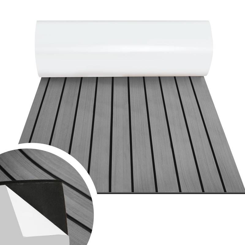 Bodenbelag Matte Teak Decking Marine Boot Bodenbelag Eva-Schaum Anti-Rutsch, für Boote Yacht Marine Bodenbelag ,1pcs 240x90cm Streifen (Grau)