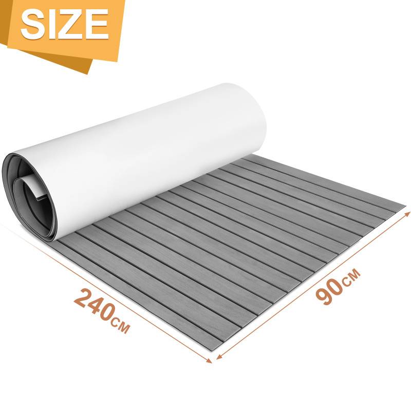 Bodenbelag Matte Teak Decking Marine Boot Bodenbelag Eva-Schaum Anti-Rutsch, für Boote Yacht Marine Bodenbelag ,1pcs 240x90cm Streifen (Grau)