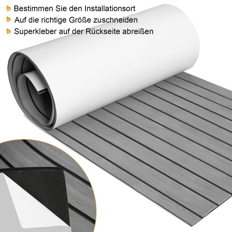 Bodenbelag Matte Teak Decking Marine Boot Bodenbelag Eva-Schaum Anti-Rutsch, für Boote Yacht Marine Bodenbelag ,1pcs 240x90cm Streifen (Grau)