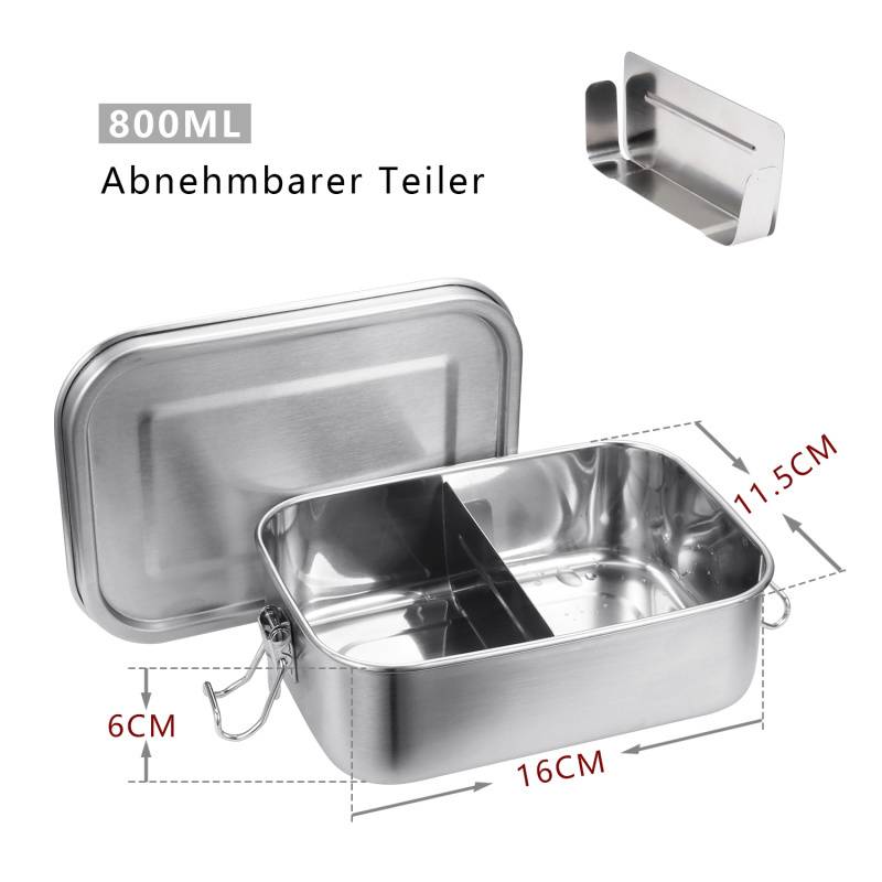 800ml Brotdose ohne Plastik BPA frei brotdose edelstahl Edelstahl Lunchbox