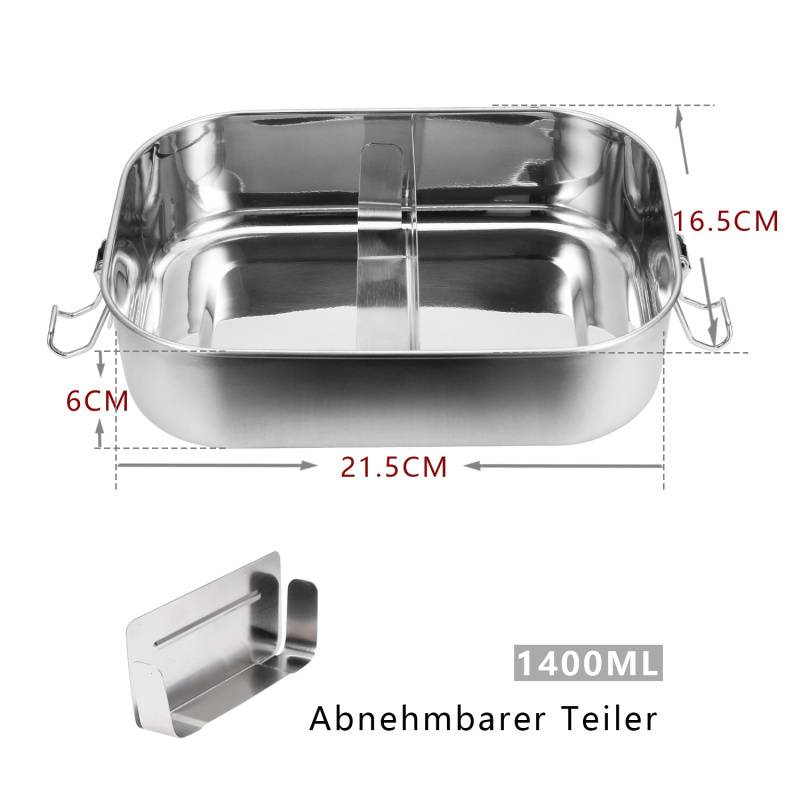 1400ml Brotdose ohne Plastik BPA frei brotdose edelstahl Edelstahl Lunchbox