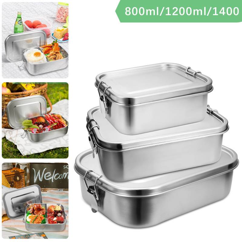 800+1400ml Brotdose ohne Plastik BPA frei brotdose edelstahl Edelstahl Lunchbox