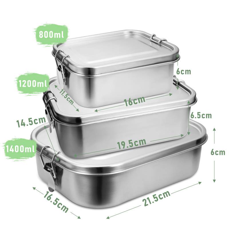 800+1200+1400ml Brotdose ohne Plastik BPA frei brotdose edelstahl Edelstahl Lunchbox