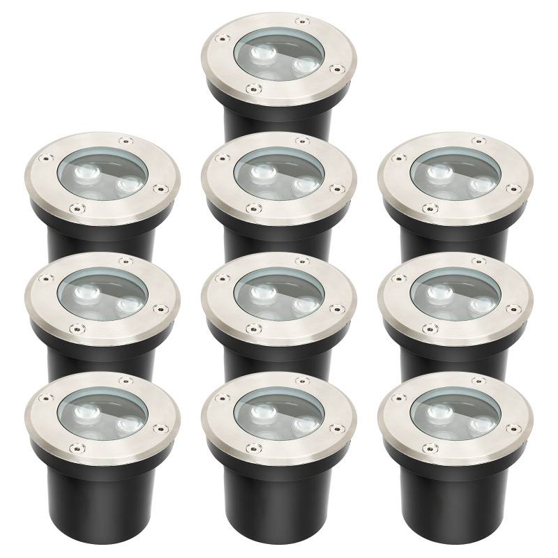 10x 3W Bodenleuchte IP67 LED Leuchte Bodeneinbaustrahler Bodenstrahler Boden Warmweiß