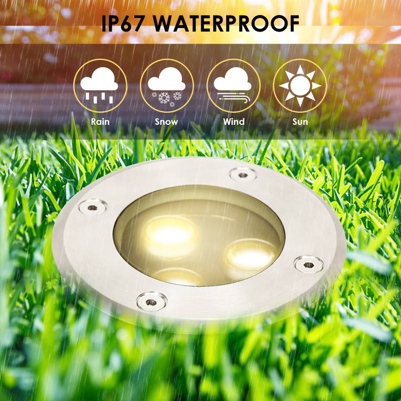 3x 3W Bodenleuchte IP67 LED Leuchte Bodeneinbaustrahler Bodenstrahler Boden Warmweiß