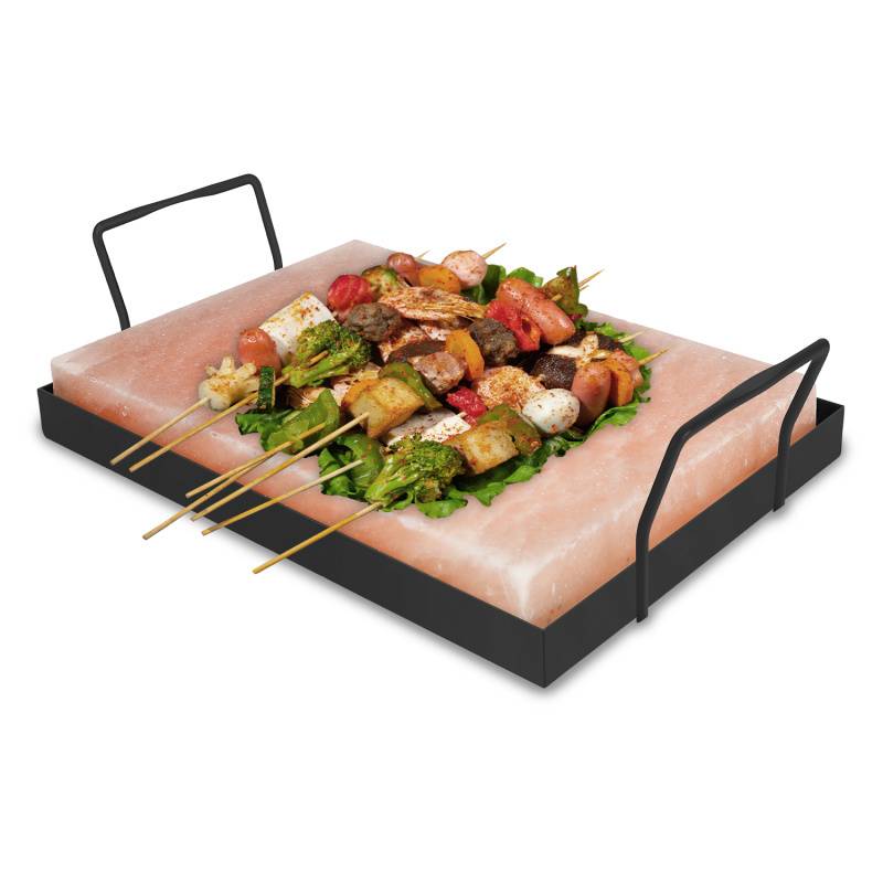 Salzstein mit Halter Grill-Salzstein 30x20x3cm Set Yakiniku CHEF BBQ XL Grillen