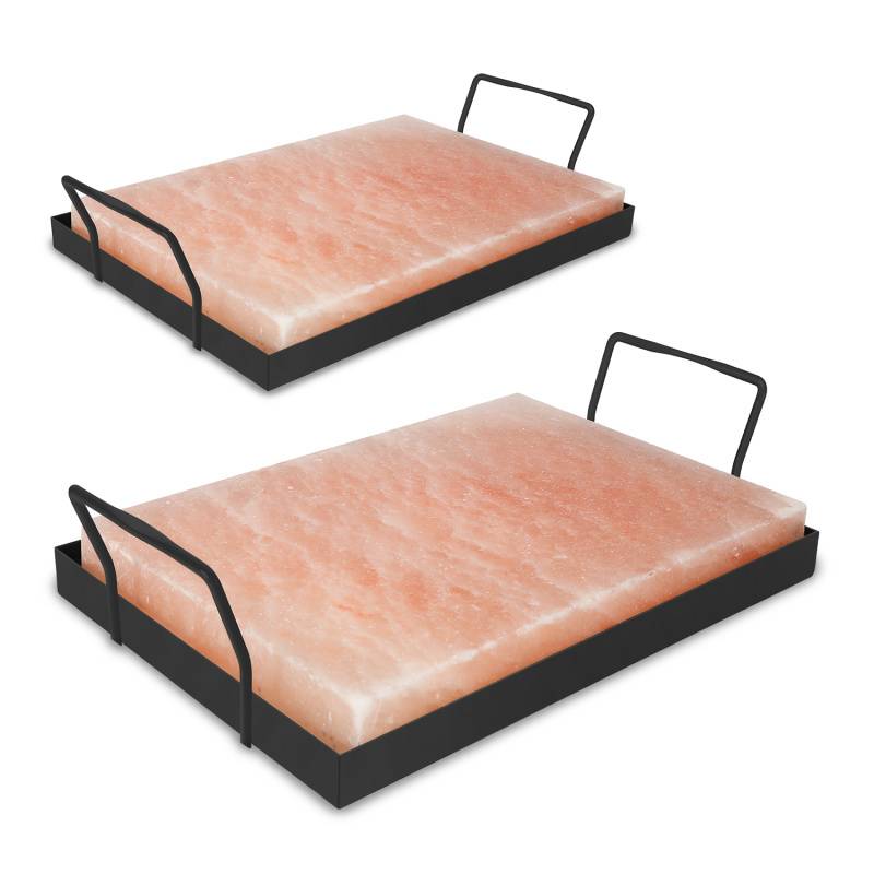 Salzstein mit Halter Grill-Salzstein 30x20x3cm Set Yakiniku CHEF BBQ XL Grillen 2X