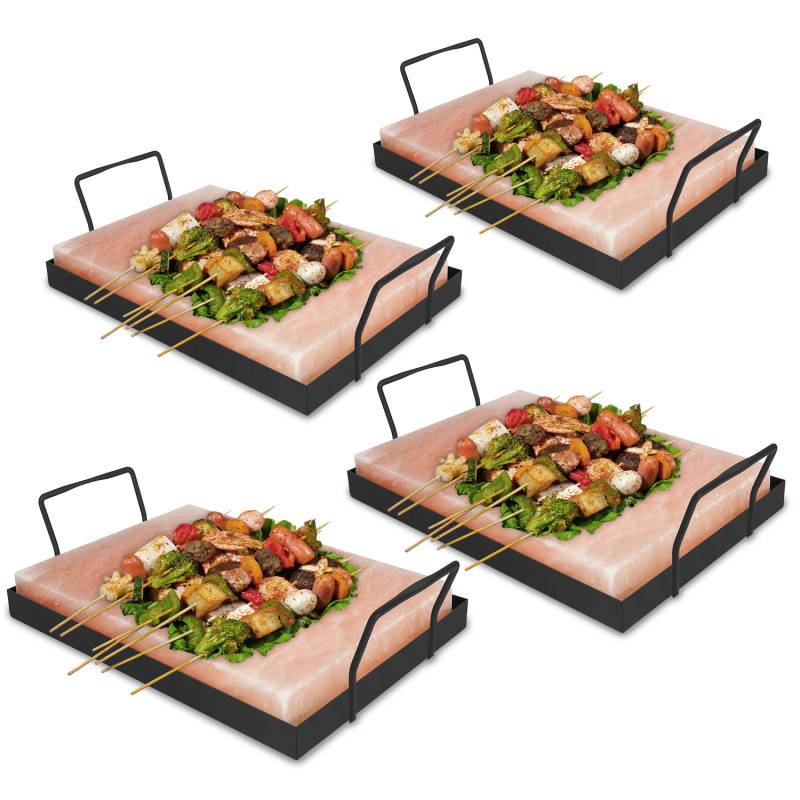 Salzstein mit Halter Grill-Salzstein 30x20x3cm Set Yakiniku CHEF BBQ XL Grillen 4X