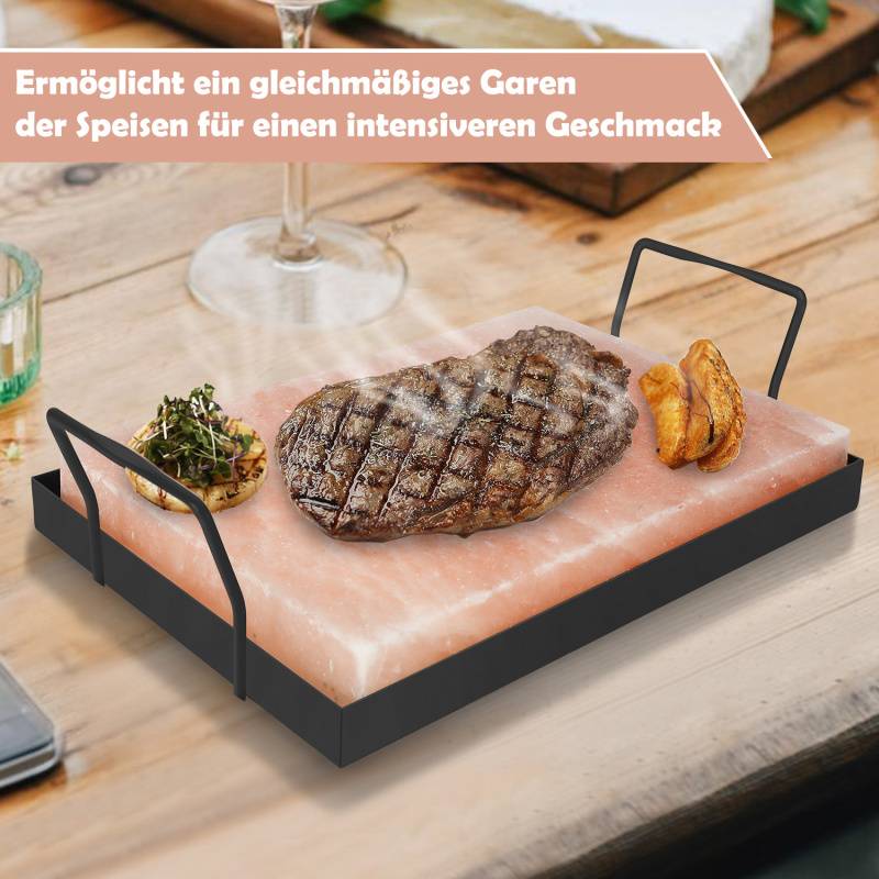 Salzstein mit Halter Grill-Salzstein 30x20x3cm Set Yakiniku CHEF BBQ XL Grillen 4X