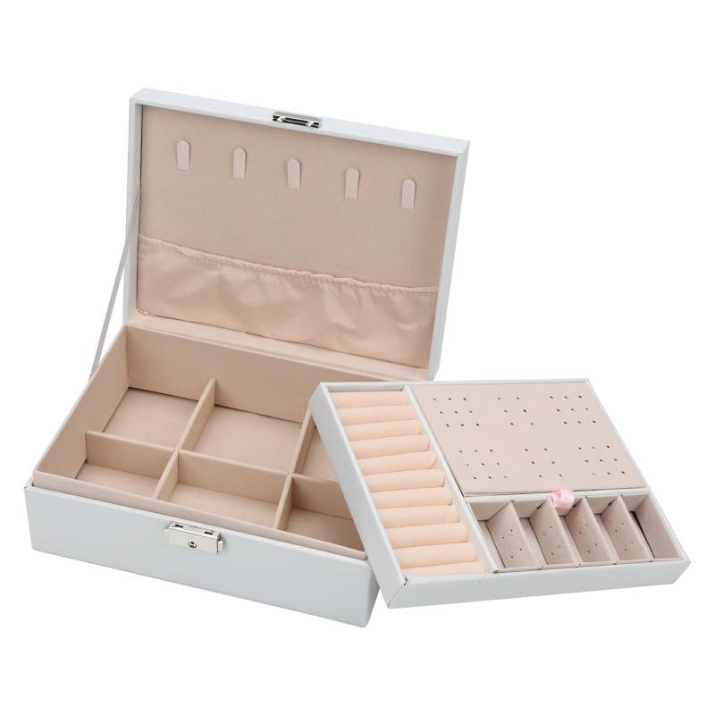 2 Schichten Schmuckkasten Schmuckkästchen Schmuckkoffer Schmuckdisplay Weiß