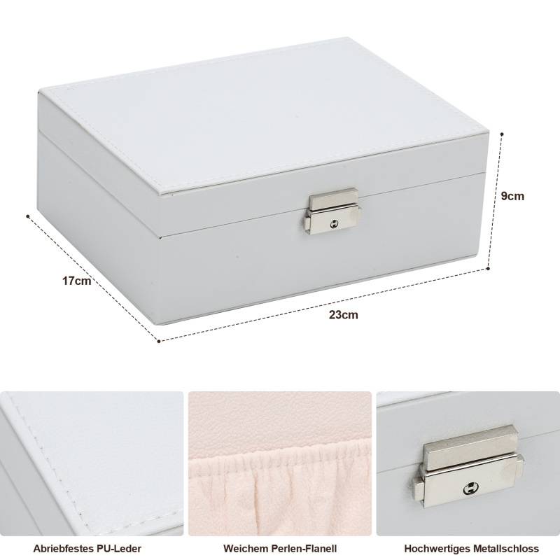 2 Schichten Schmuckkasten Schmuckkästchen Schmuckkoffer Schmuckdisplay Weiß