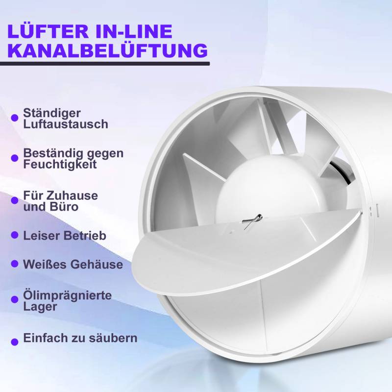 Rohrventilator Lüfter Ablüfter Kanallüfter Ventilator mit Öllager Gebläse Lüfter-10cm