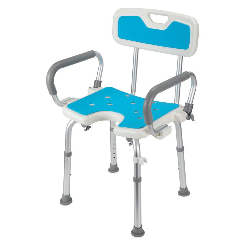 Duschhocker Badhocker Höhenverstellbar Duschstuhl Badsitz mit arm und rückenlehne Armlehne Reversibel bis 136kg