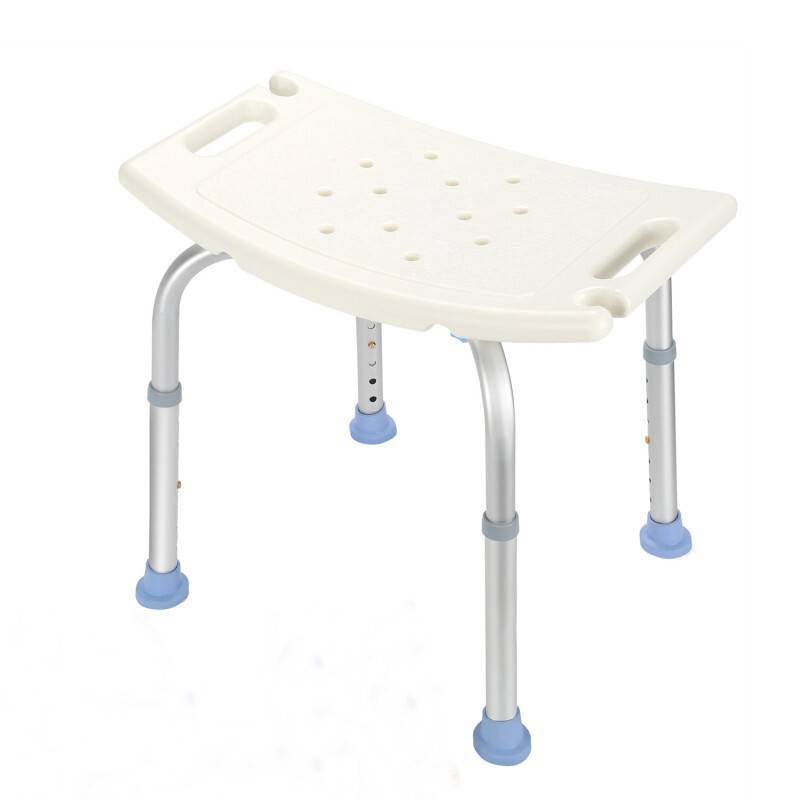 Duschhocker Badhocker Höhenverstellbar Duschstuhl bis 136kg Badsitz Anti-Rutsch Perforiert Quadrat