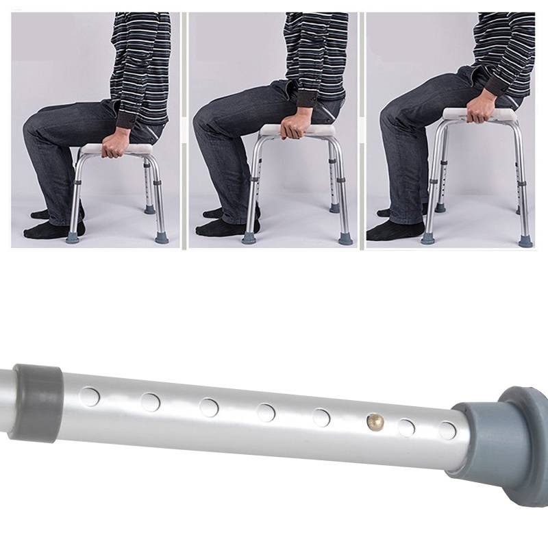 Duschhocker Badhocker Höhenverstellbar Duschstuhl bis 136kg Badsitz Anti-Rutsch Perforiert Quadrat