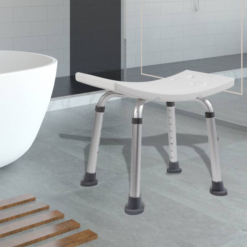 Duschhocker Badhocker Höhenverstellbar Duschstuhl bis 136kg Badsitz Anti-Rutsch Perforiert Quadrat