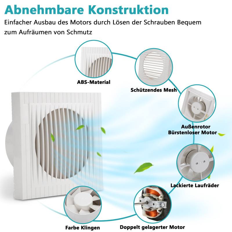 Badlüfter Wandlüfter Mit Rückflussleitblech Ventilator Rohrlüfter 100mm