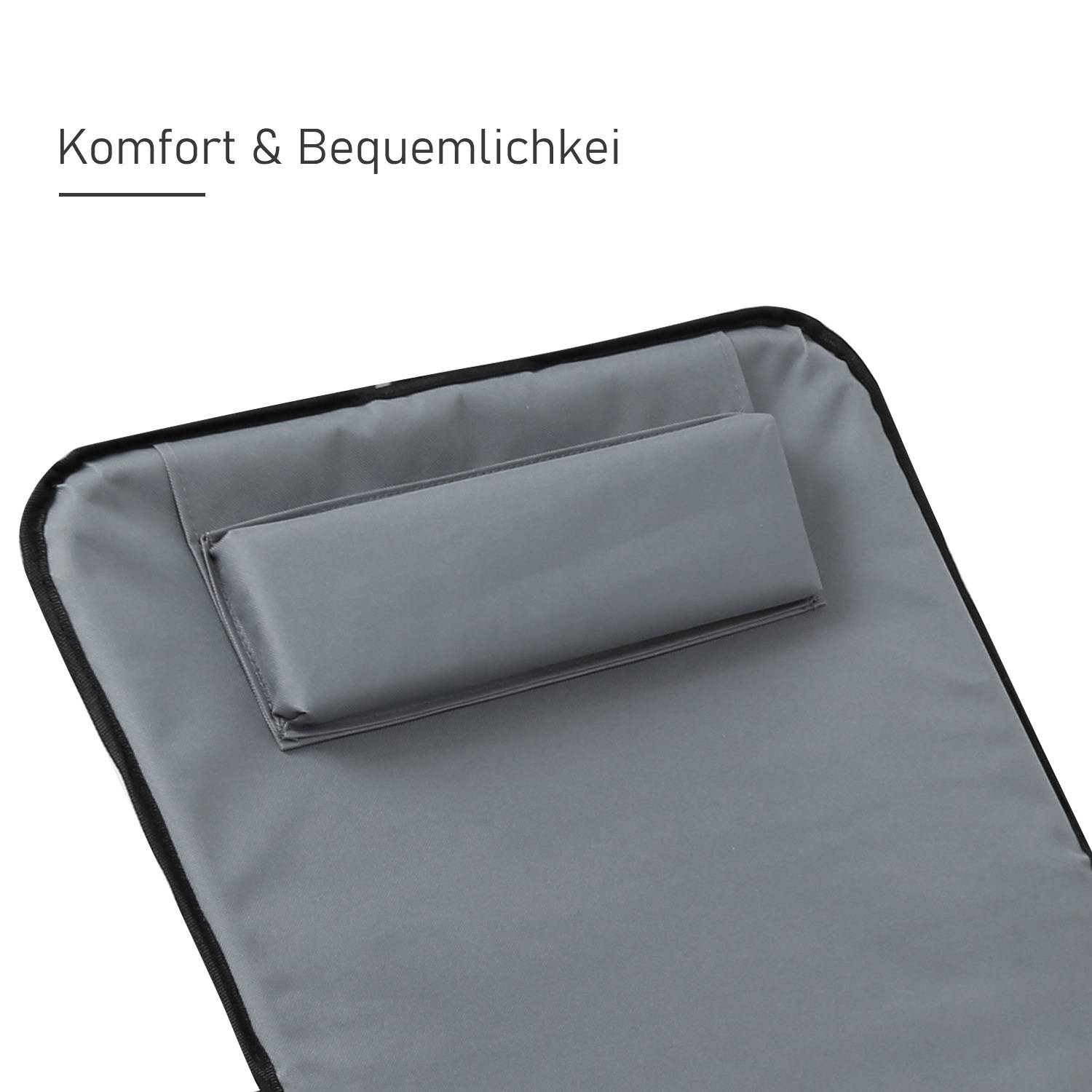 1er Strandmatte Strandmatten StrandLiege Klappbare Mit Kissen Verstellbar 5,stufige Höhe mit Tragegurt,Grau