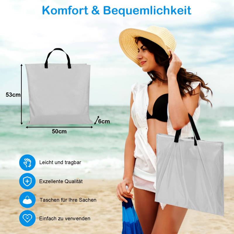 1er Strandmatte Strandmatten StrandLiege Klappbare Mit Kissen Verstellbar 5,stufige Höhe mit Tragegurt,Hellgrau