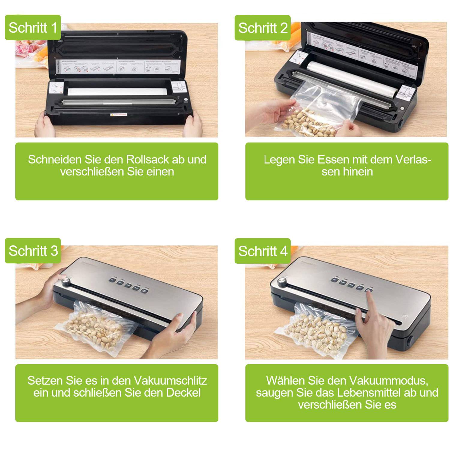 Vakuumrollen Vakuumbeutel 20 x 600 cm Vakuumfolie Vakuumierfolie Vakuumier + Beutel- 2x Vakuumrollen