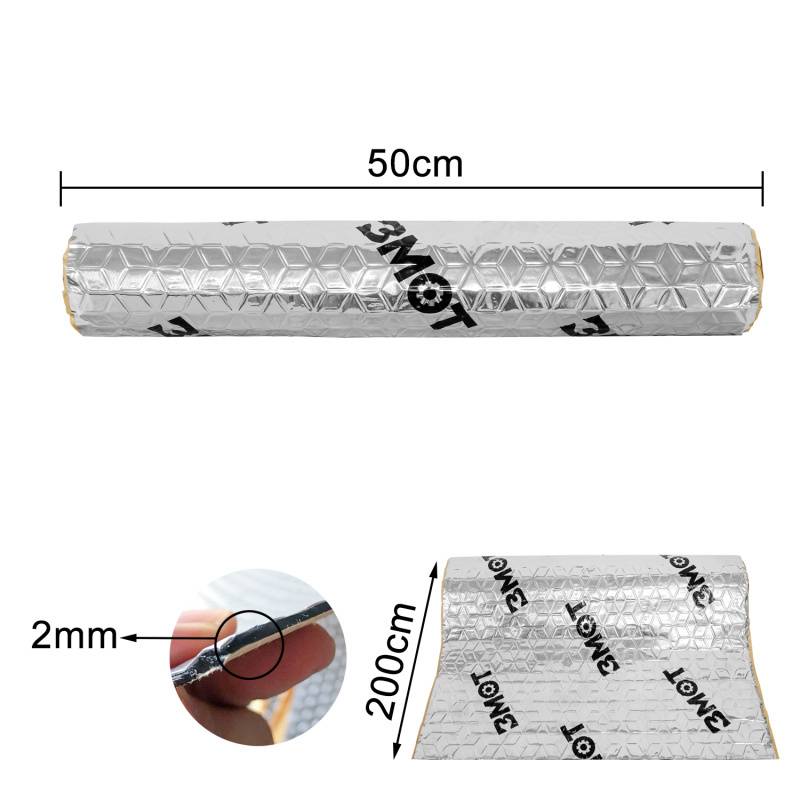 200x50cm Dämmmatte Dämmung Bitumen-Ersatz Matte Dämpfung Türdämmung Auto 1m²