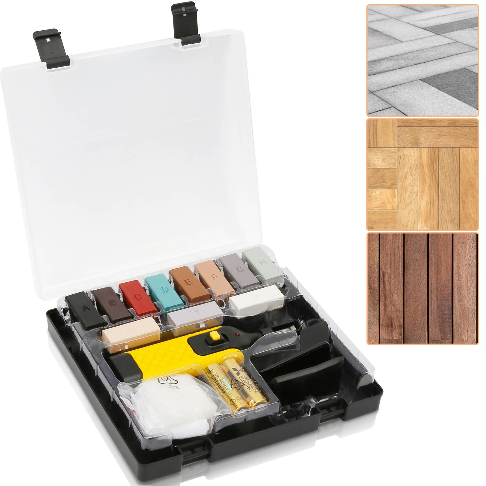 Reparatur-Set Fliesen & Steinböden 17tlg. Bodenreparatur inkl. Wachsschmelzer Steingut Blumentöpfe Oberflächen aus Keramik zum Ausbessern